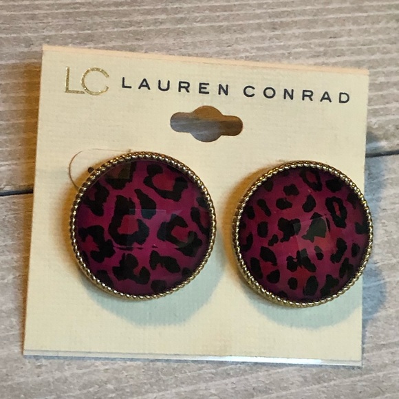 Lauren Conrad Pink Leopard Studs - Picture 3 of 3